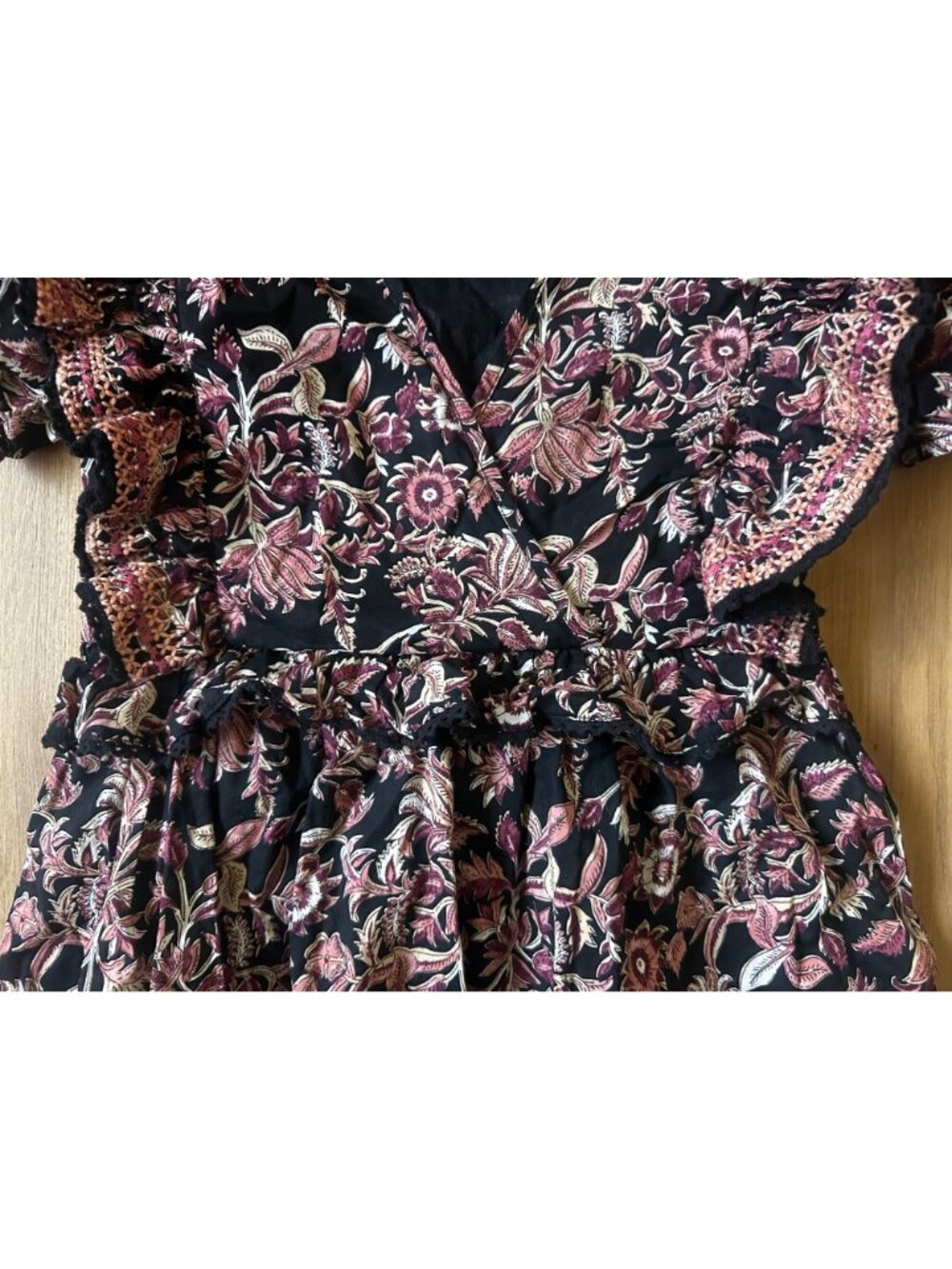 SFera Dainty Floral Midi Dress Womens Medium Embroidered Ruffles Feminine Modest - Picture 16 of 16